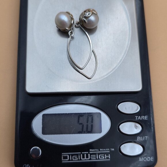 Sterling Silver Quality Unique Fancy Pearl Earrings A5394 - Picture 5 of 5